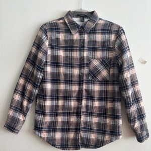 Forever 21 Multicolor Fleece Lined Women’s Plaid Button-Down Shirt Size M
